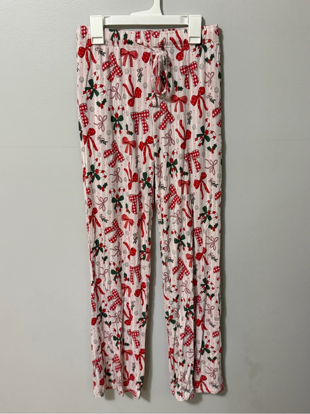 Caden Lane XS Christmas Bamboo Pajama Pants Pink Bows Candy Cane Holiday